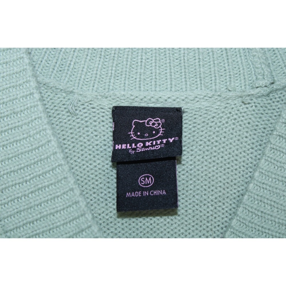 Hot Topic Hello Kitty Women's Small Multicolor Sage Green Knit Cardigan - Picture 5 of 11